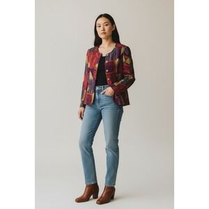 Vintage Jacket Bright 80s 90s Batik Ethnic Tribal Abstract Indie Funky Large